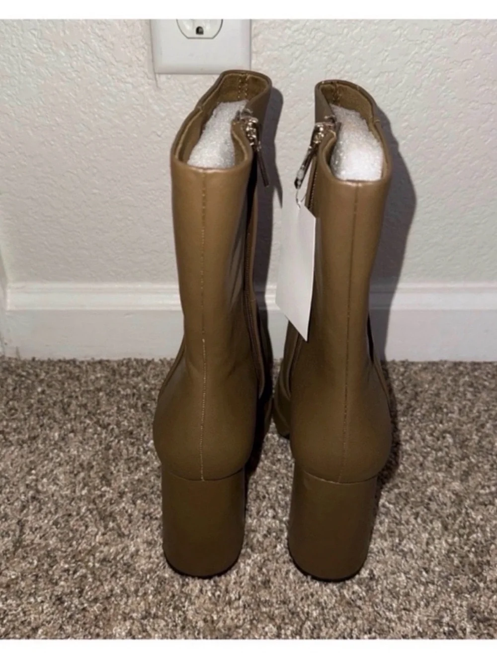 H&M Olive Platform Block-Heel Ankle Boots